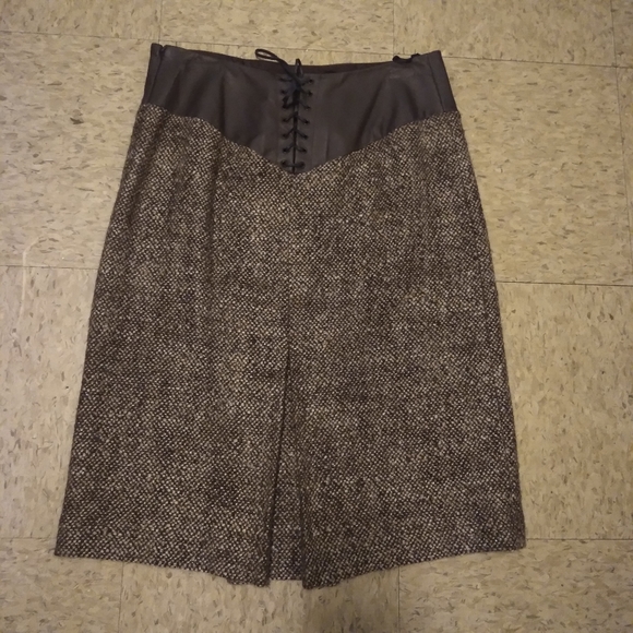 Philippe Adec Paris Wool Tweed Lace up Skirt Size 4 - Picture 9 of 16